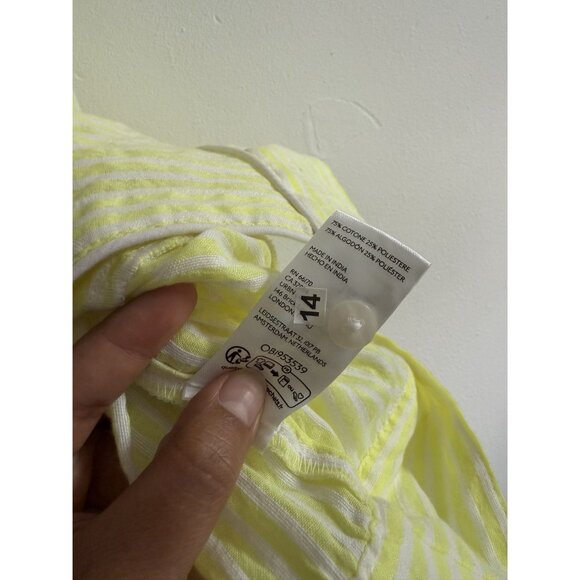 By Anthropologie Women's Yellow stripe Button-Front Halter Swing Blouse large - Picture 7 of 8